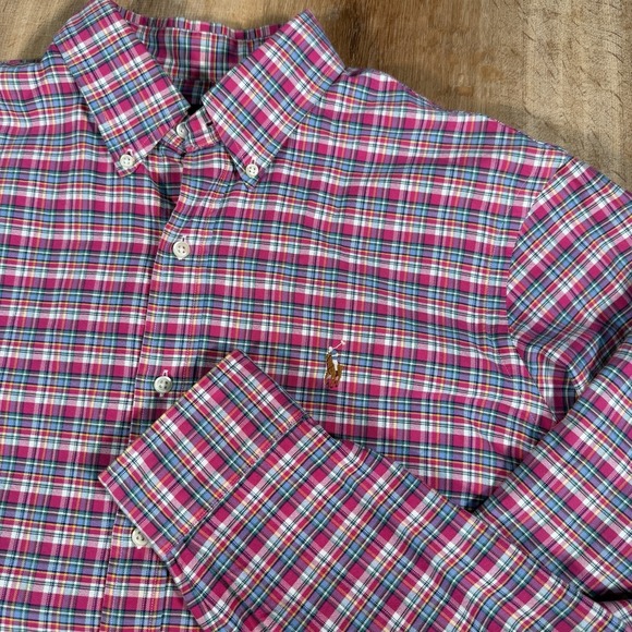 Polo Ralph Lauren Other - Polo Ralph Lauren Shirt Mens Large Pink Button Down Easter Spring Oxford Plaid